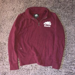 Roots Quarter Zip in Maroon